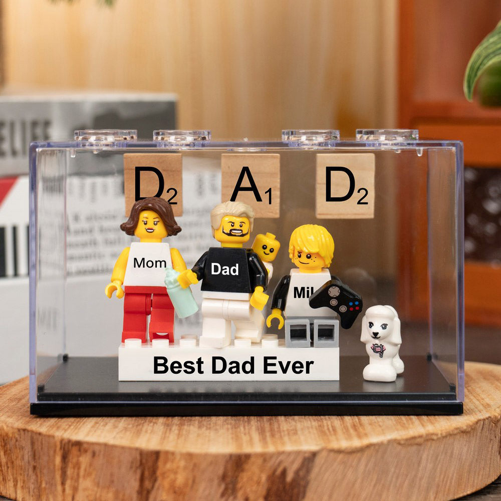 Personalised Minifigures With Kids Name For Dad Father's Day Gift