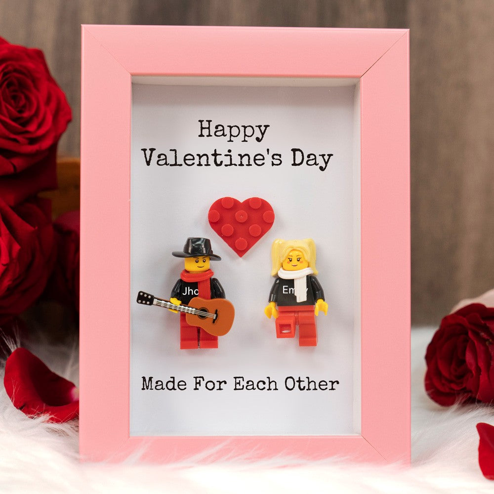 Personalized Couple Mini Figures Frame - Custom Valentine's Day Gift for Him & Her