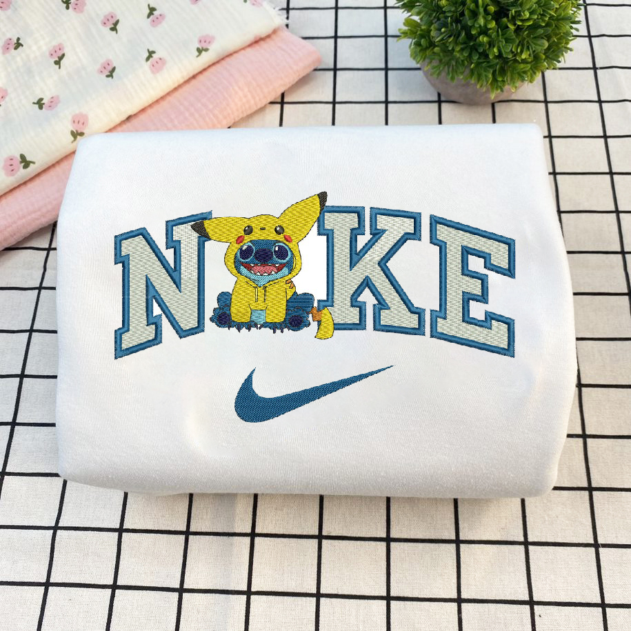 Anime Nike Embroidered Anime Stitch Custom T-Shirt,Crewneck Sweatshirt,Hoodie.Perfect Gift For Anime Lovers.