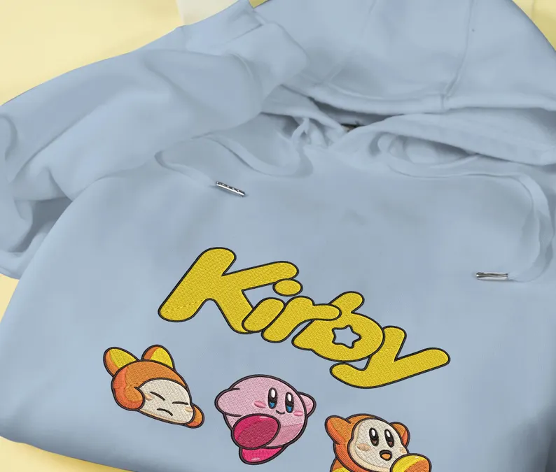 Kirby Embroidery Anime Character Crewneck Sweatshirt, Personal Anime Gift Hoodie, 90s Monster Stitched Shirt, Personal Anime Gift Hoodie,Christmas Gift For Anime Lovers.Perfect Gift For Anime Lovers.