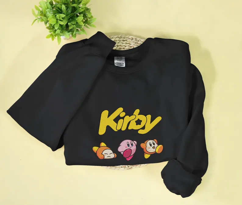 Kirby Embroidery Anime Character Crewneck Sweatshirt, Personal Anime Gift Hoodie, 90s Monster Stitched Shirt, Personal Anime Gift Hoodie,Christmas Gift For Anime Lovers.Perfect Gift For Anime Lovers.