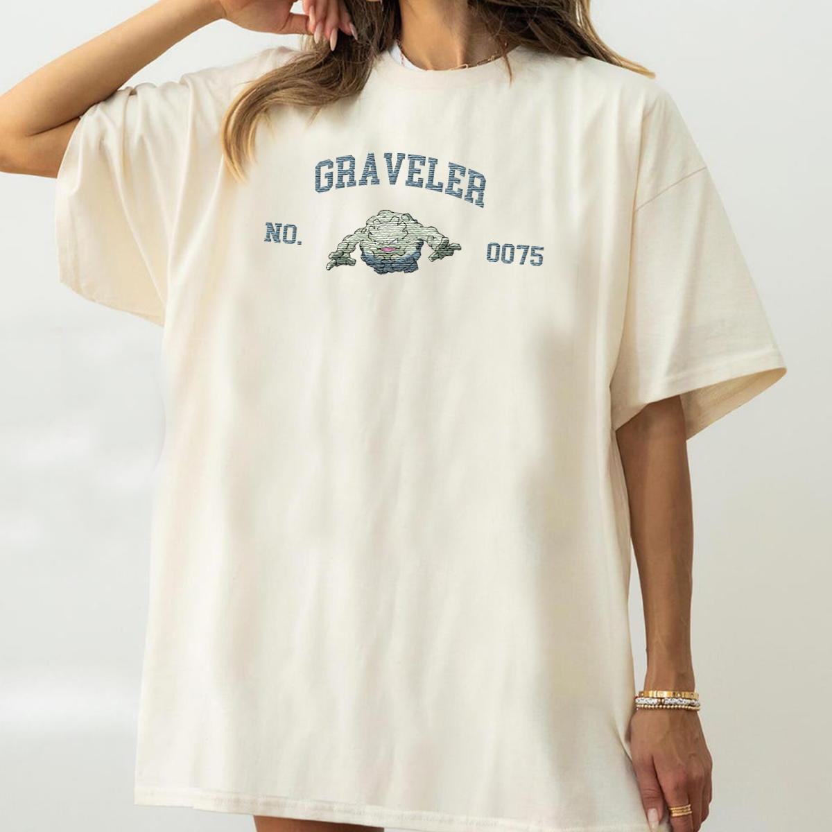 Graveler Adorable Anime-Themed Embroidered T-Shirt,Crewneck,Hoodie-Trendy Versatile and a Thoughtful Gift for Friends