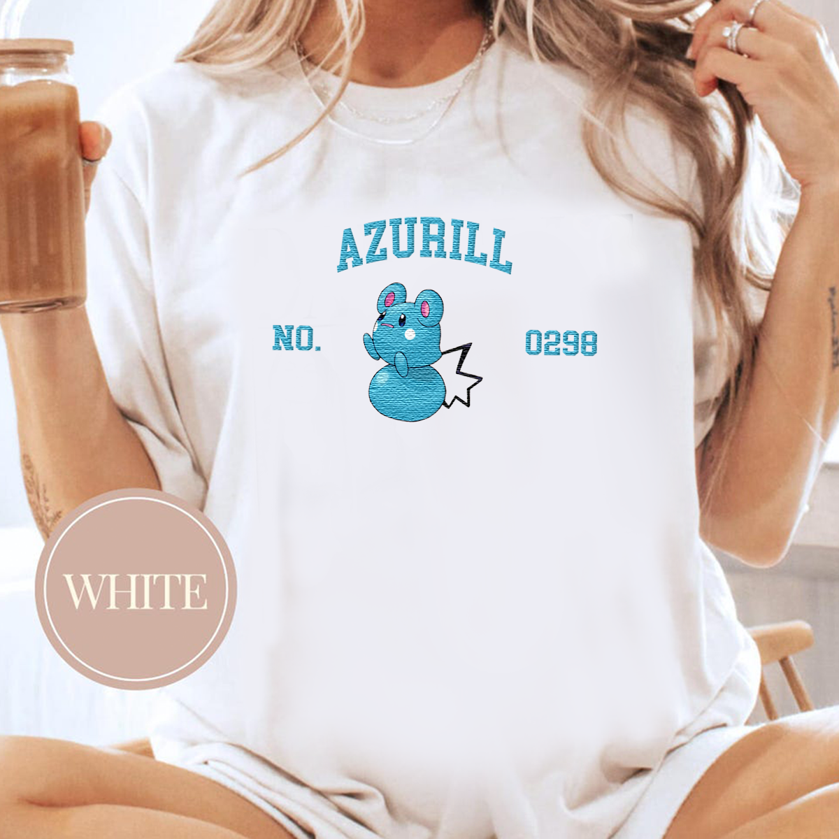 Azurill Anime-Themed Embroidered T-Shirt,Crewneck,Hoodie-Trendy Versatile and a Thoughtful Gift for Friends