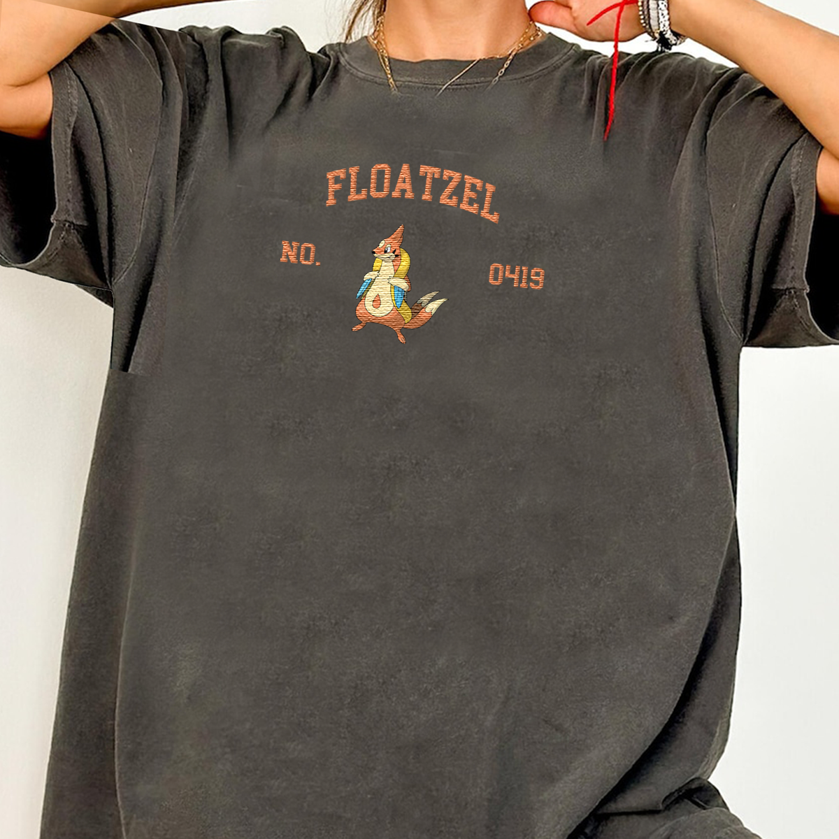 Floatzel Adorable Anime-Themed Embroidered T-Shirt,Crewneck,Hoodie-Trendy Versatile and a Thoughtful Gift for Friends