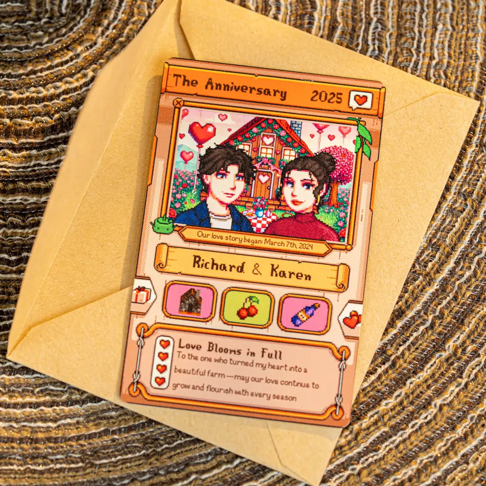 Carta Stardew Valley personalizzata - Regali di coppia personalizzati - Regalo di anniversario - Anniversario di coppia - Regalo per lui e lei - Regalo per giocatori di agricoltura