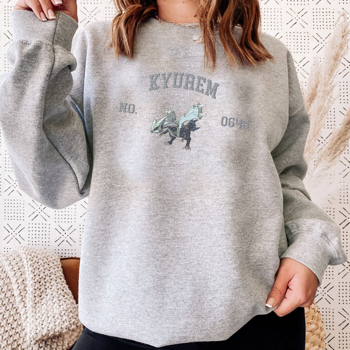 Kyurem Adorable Anime-Themed Embroidered T-Shirt,Crewneck,Hoodie-Trendy Versatile and a Thoughtful Gift for Friends