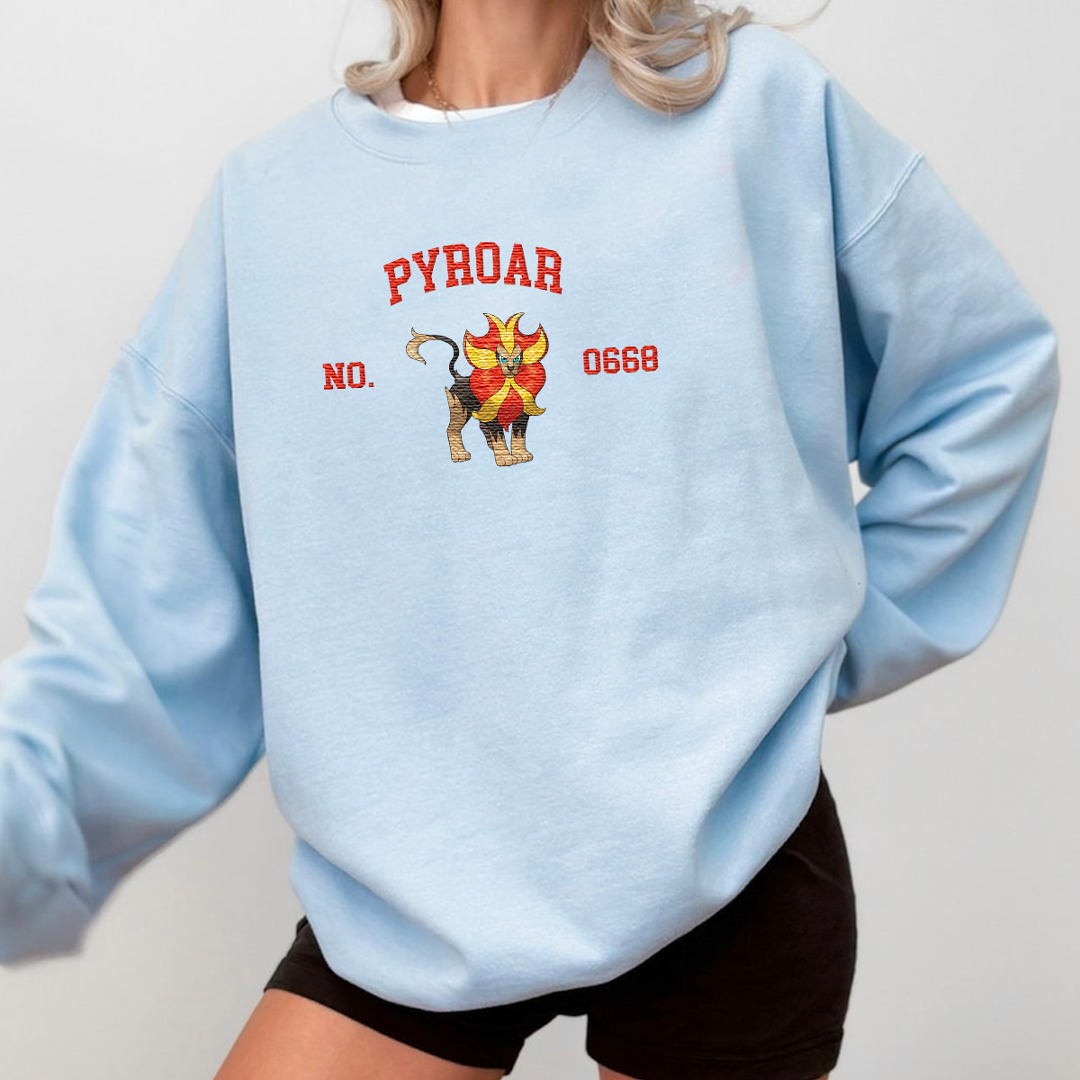 Pyroar Anime-Themed Embroidered T-Shirt,Crewneck,Hoodie-Trendy Versatile and a Thoughtful Gift for Friends
