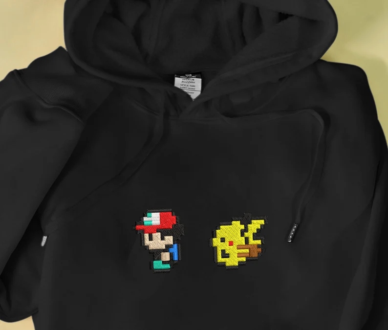 Anime Bit Style Embroidered Hoodie Ash Anime Embroidered Crewneck Sweatshirt Gifts For Christmas Birthday Holiday, Personal Anime Gift Hoodie,Christmas Gift For Anime Lovers.Perfect Gift For Anime Lovers.