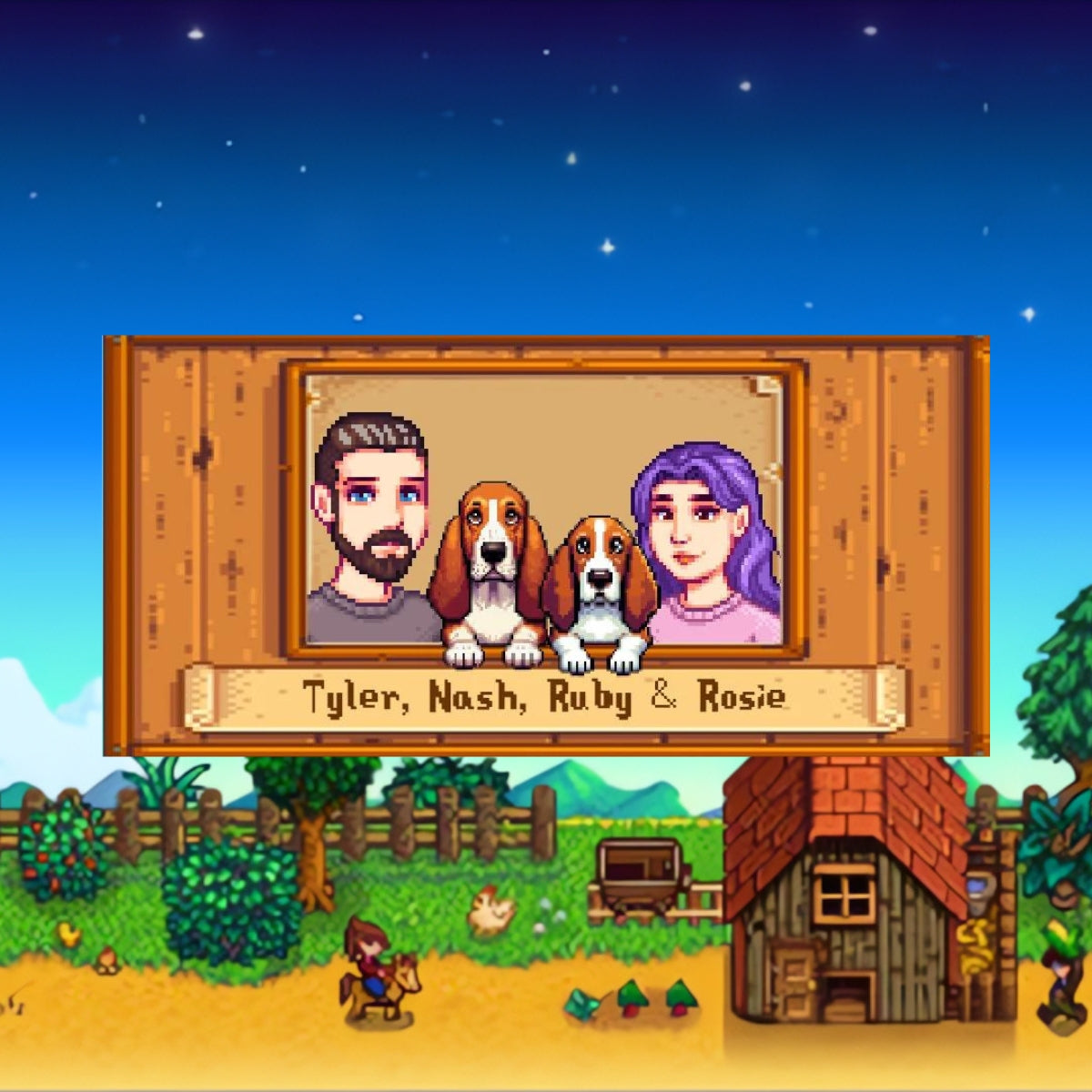 Ritratti personalizzati di Stardew Valley su Canva per San Valentino, Natale, Anniversario, Compleanno, Lui, Lei, Fidanzato, Fidanzata, Moglie, Marito
