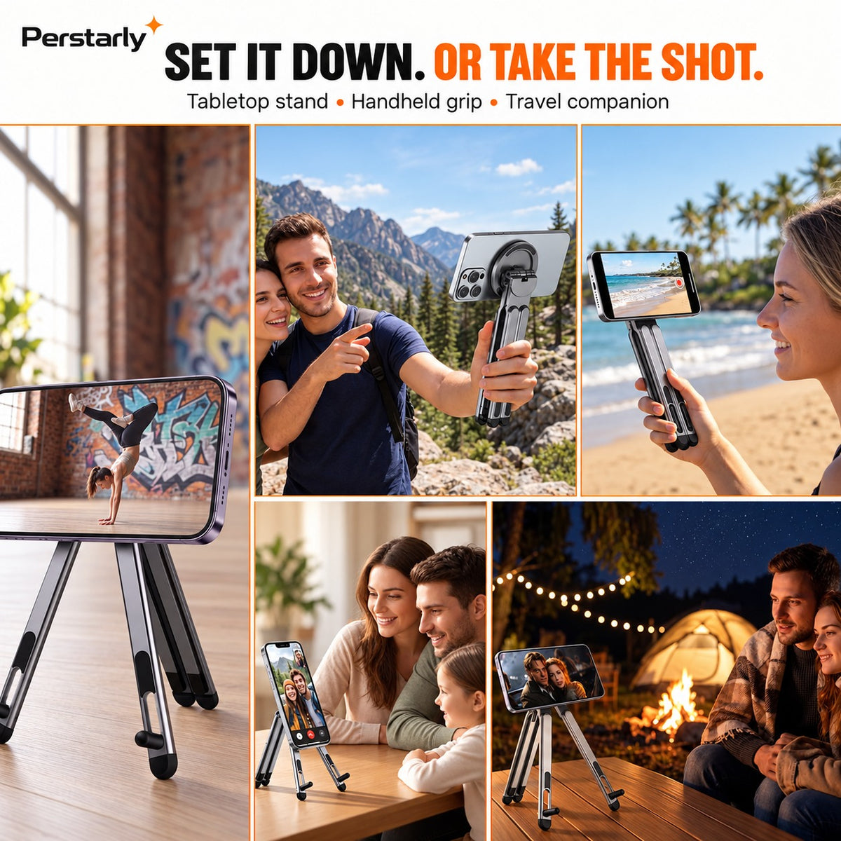 Your call stand. Your filming grip. Your travel companion.