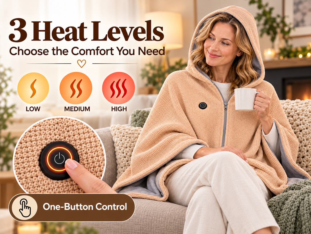 Three heat settings and one-button control