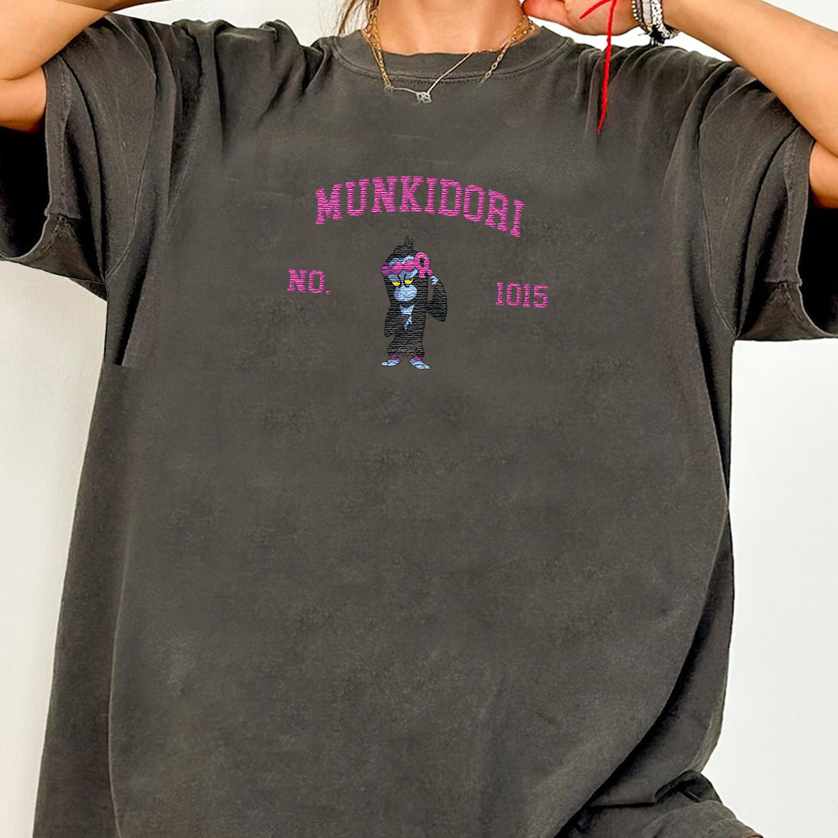 Munkidori Adorable Anime-Themed Embroidered T-Shirt,Crewneck,Hoodie-Trendy Versatile and a Thoughtful Gift for Friends