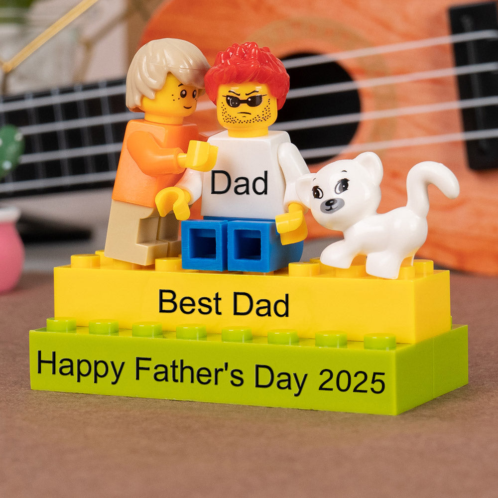 Personalised Minifigures With Kids Name For Dad Father's Day Gift