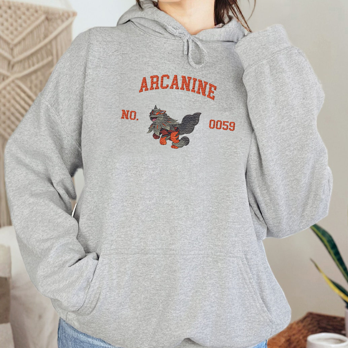 Arcanine Adorable Anime-Themed Embroidered T-Shirt,Crewneck,Hoodie-Trendy Versatile and a Thoughtful Gift for Friends