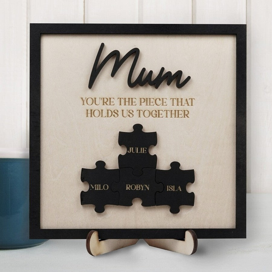 Personalised Mum Puzzle Sign With Kids Name For Mother's Day Gift You Are The Piece That Holds Us Together