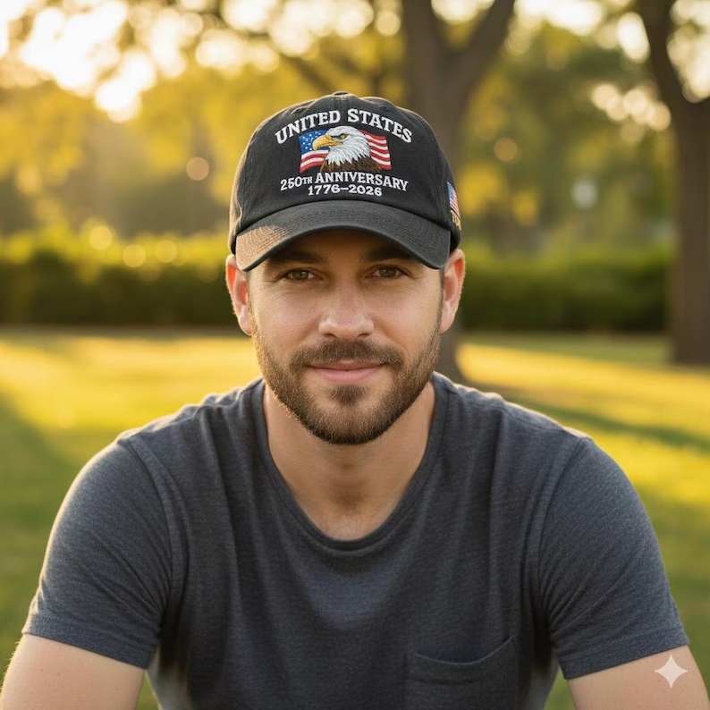 Custom Name United States 250th Anniversary Hat – 1776–2026 Patriotic Eagle Cap, Custom Embroidered USA Flag Veteran Gift For Men and Women