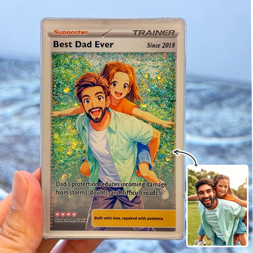 Best Dad Ever Flowing Glitter Trainer Card, Father's Day Gift