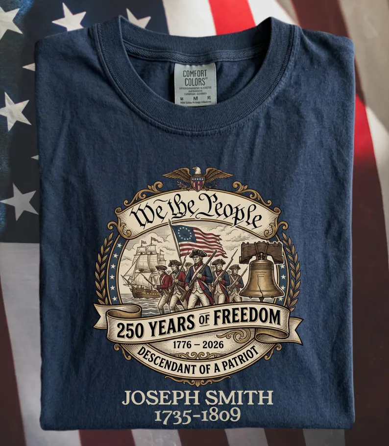 Custom Descendant of a Patriot Shirt, 250th Anniversary 1776 2026 Vintage Tee, Personalized Ancestor, Comfort Colors USA 250 Unisex T-shirt