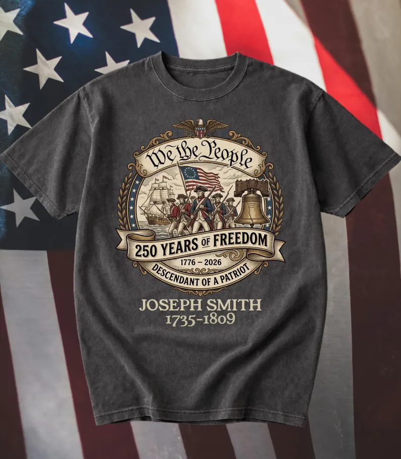 Custom Descendant of a Patriot Shirt, 250th Anniversary 1776 2026 Vintage Tee, Personalized Ancestor, Comfort Colors USA 250 Unisex T-shirt
