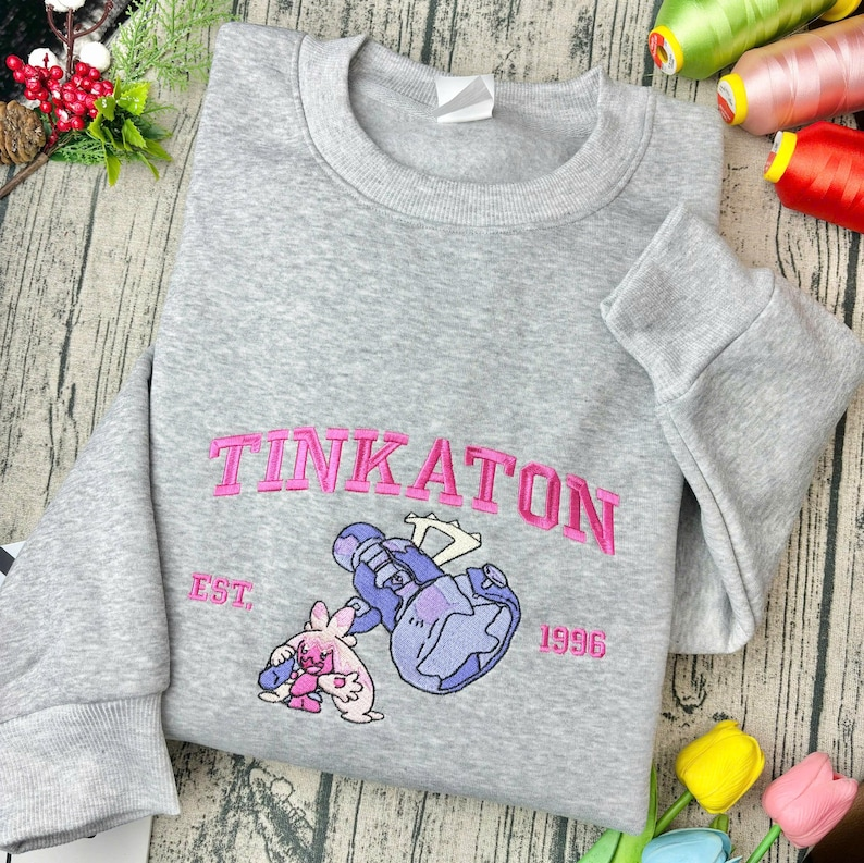 Custom Anime Poke Embroidered Sweatshirt, Poke Shirt, Embroidered Tee, Design Embroidered Shirt, Anime Sweatshirt, Best Gift, Anime Poke