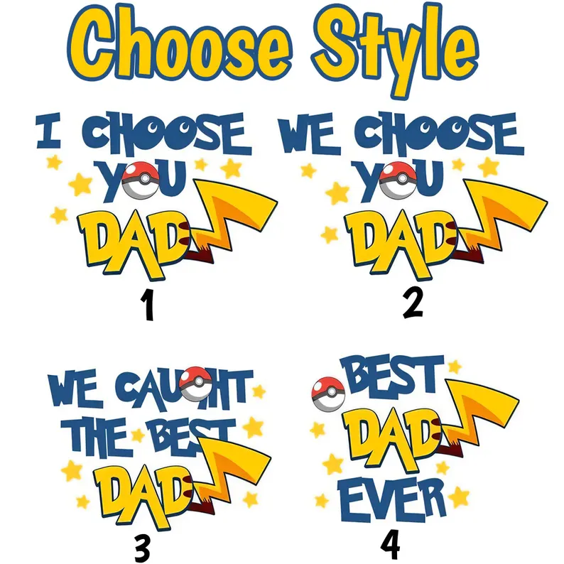 Personalized We Choose You Dad Wooden Sign, PokeDad Father’s Day Gift, Custom Cartoon Monster Family Name Plaque, Wood Desk Decor