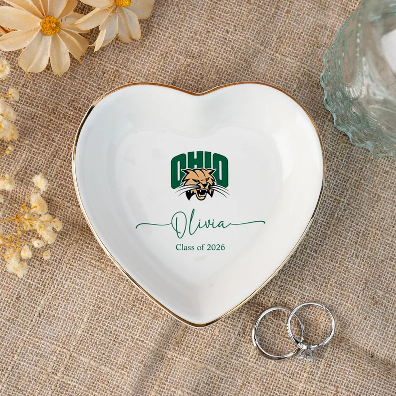 Custom College Logo Trinket Dish, Graduation Jewelry Dish,University Pride Trinket Tray,College Dorm Decor,End of Year Gifts,Alumni Gifts