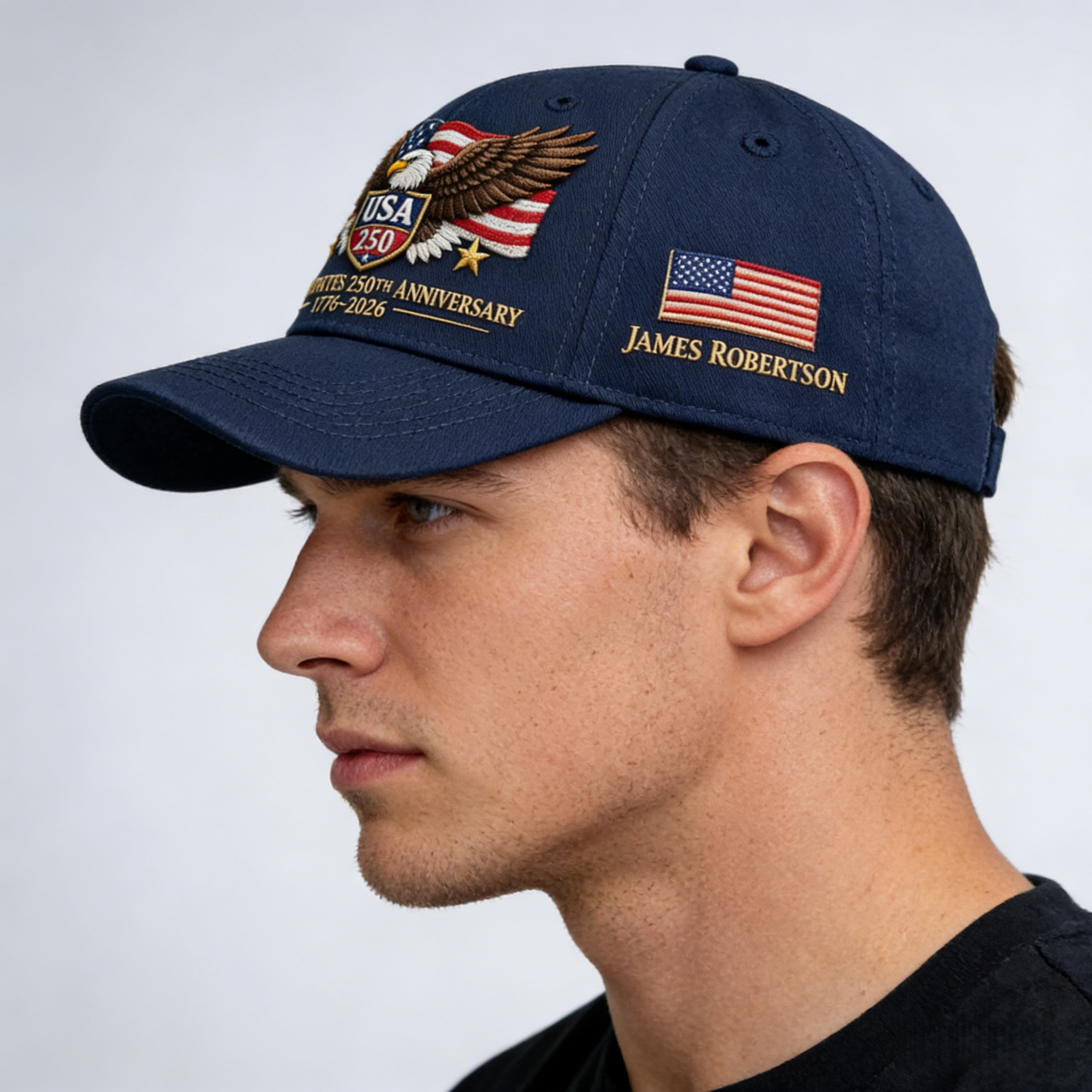 Custom embroidered USA 250 United States 250th Anniversary Hat 1776 2026 Patriotic Eagle Personalized Gift