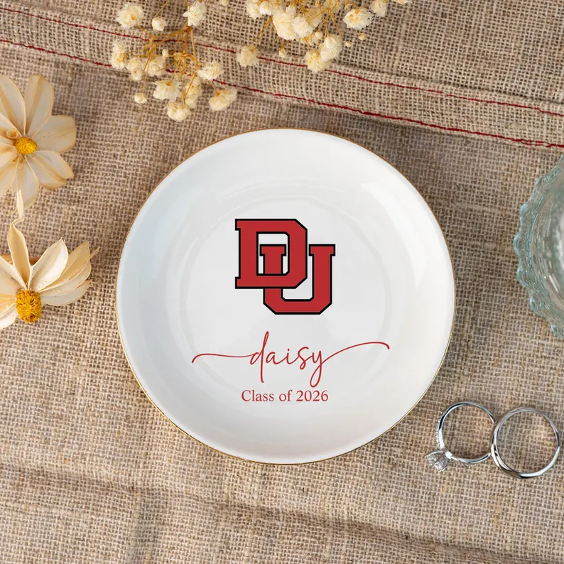 Custom College Logo Trinket Dish, Graduation Jewelry Dish,University Pride Trinket Tray,College Dorm Decor,End of Year Gifts,Alumni Gifts