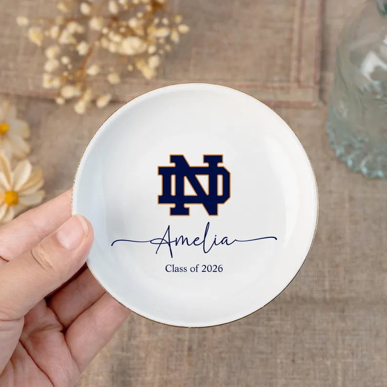 Custom College Logo Trinket Dish, Graduation Jewelry Dish,University Pride Trinket Tray,College Dorm Decor,End of Year Gifts,Alumni Gifts
