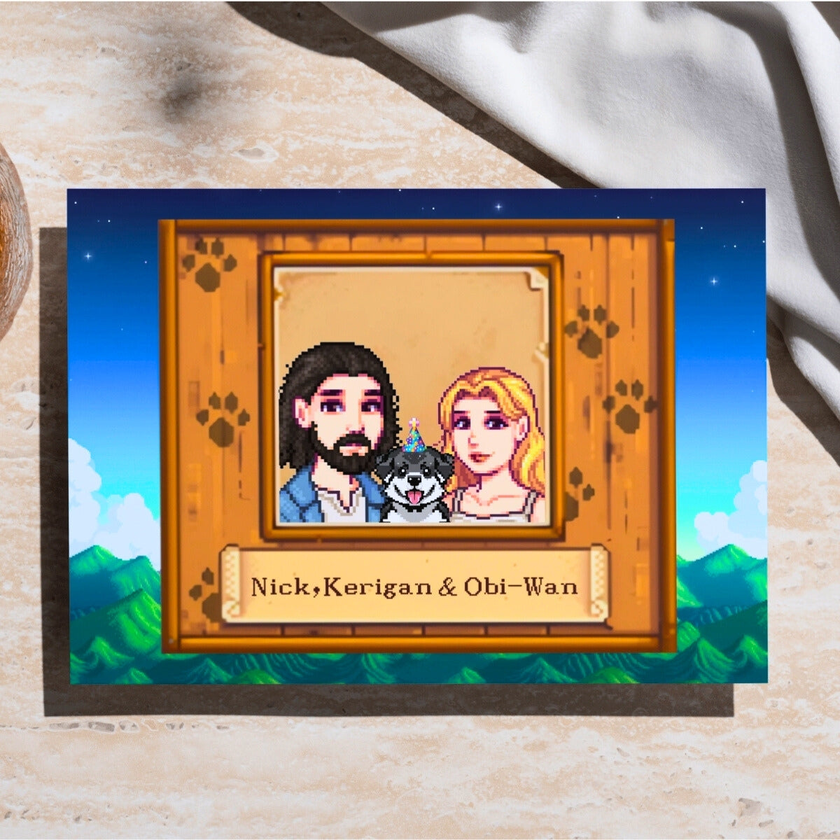 Holiday Hand-Painted Pixel Art Keepsake for Furry Friends