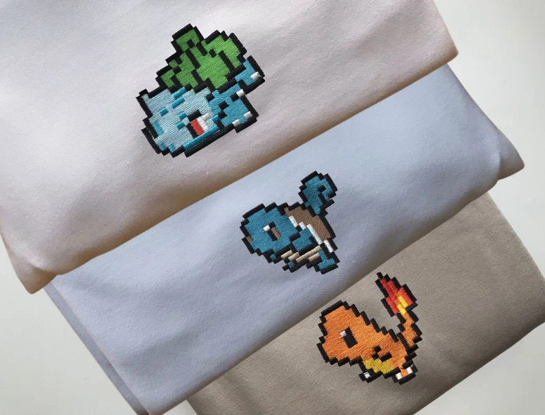 Pixel Starters Embroidery Anime Character Crewneck Sweatshirt, Personal Anime Gift Hoodie, 90s Monster Stitched Shirt, Personal Anime Gift Hoodie,Christmas Gift For Anime Lovers.Perfect Gift For Anime Lovers.
