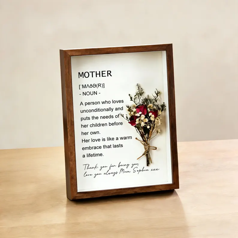 Personalized Mom Shadow Box Frame – Sentimental Mother’s Day Gift, Dried Flower Mom Keepsake