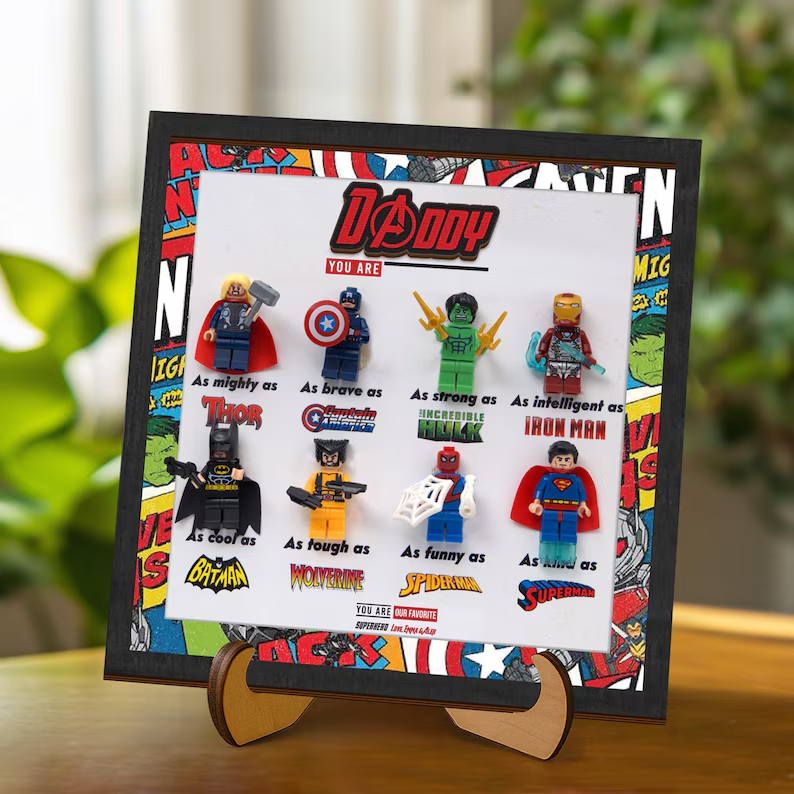 Super Dad Sign, Personalized Superhero Dad Gift, 2025 Fathers Day Gift, New Dad Gift, Gift For Dad, Gifts from Son, Dad Frame