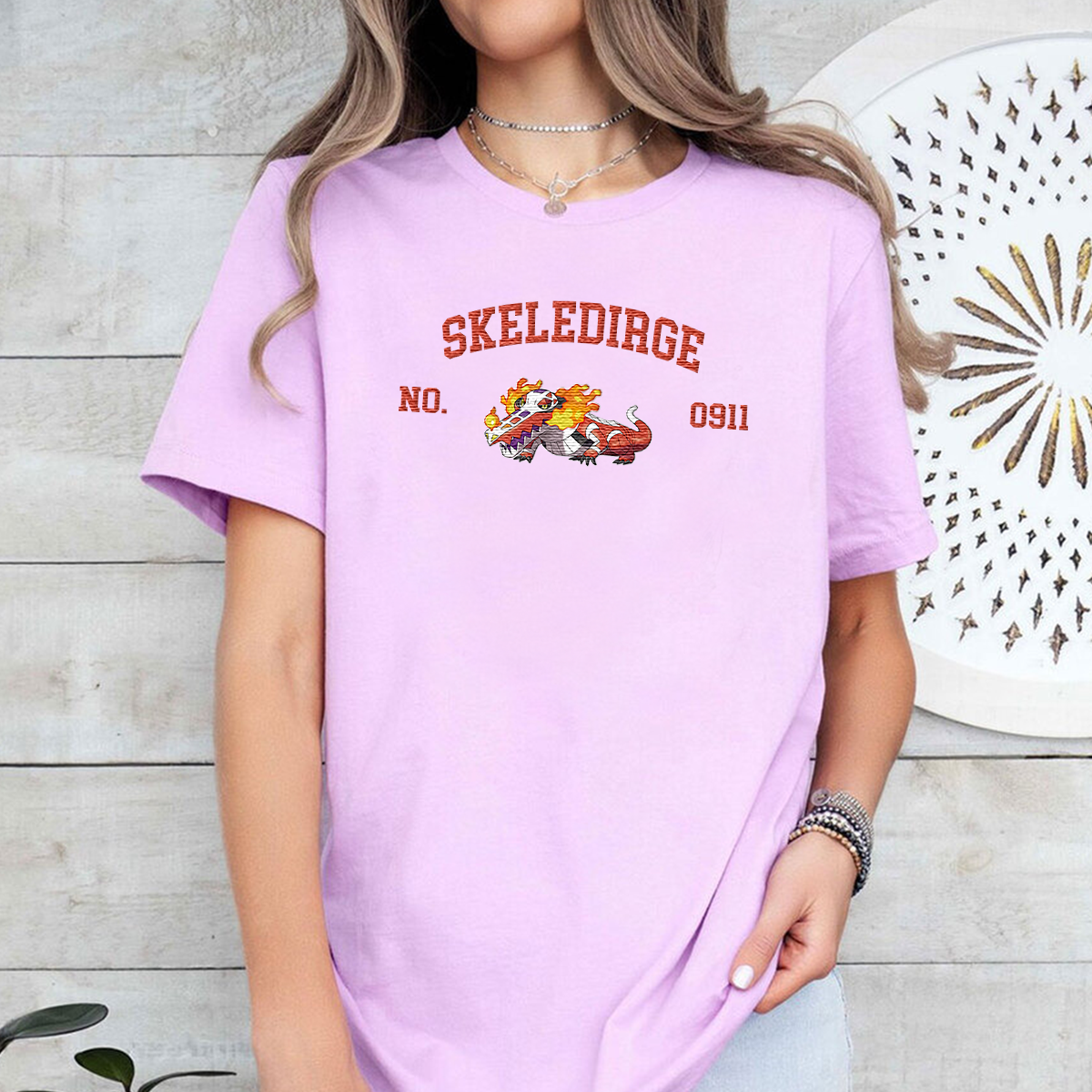 Skeledirge Adorable Anime-Themed Embroidered T-Shirt,Crewneck,Hoodie-Trendy Versatile and a Thoughtful Gift for Friends