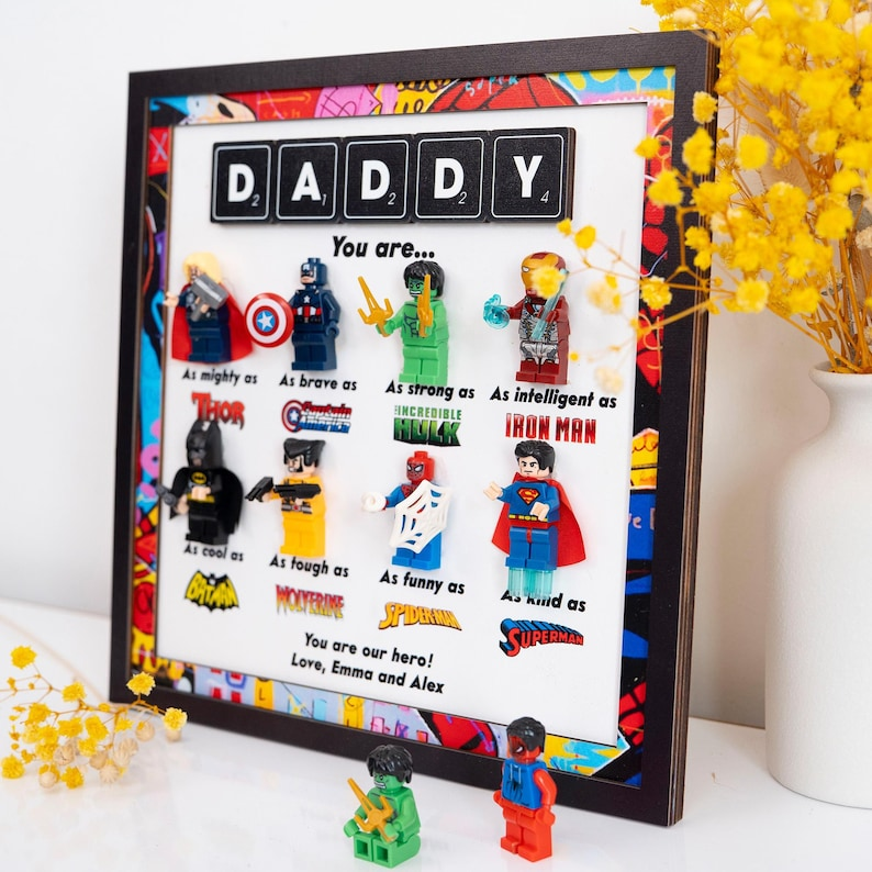 Super Dad Sign, Personalized Superhero Dad Gift, 2025 Fathers Day Gift, New Dad Gift, Gift For Dad, Gifts from Son, Dad Frame