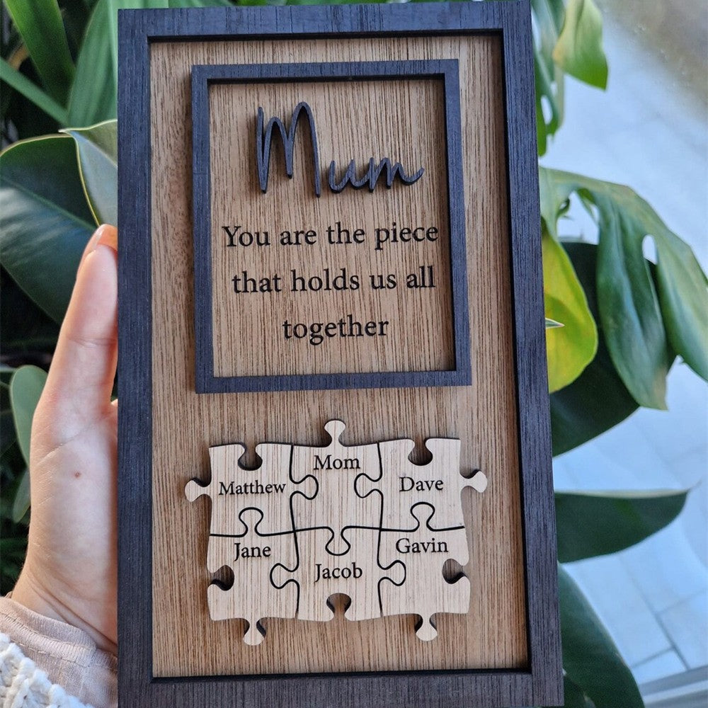 Personalised Mum Puzzle Sign With Kids Name For Mother's Day Gift You Are The Piece That Holds Us Together