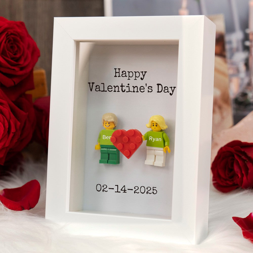 Personalized Couple Mini Figures Frame - Custom Valentine's Day Gift for Him & Her