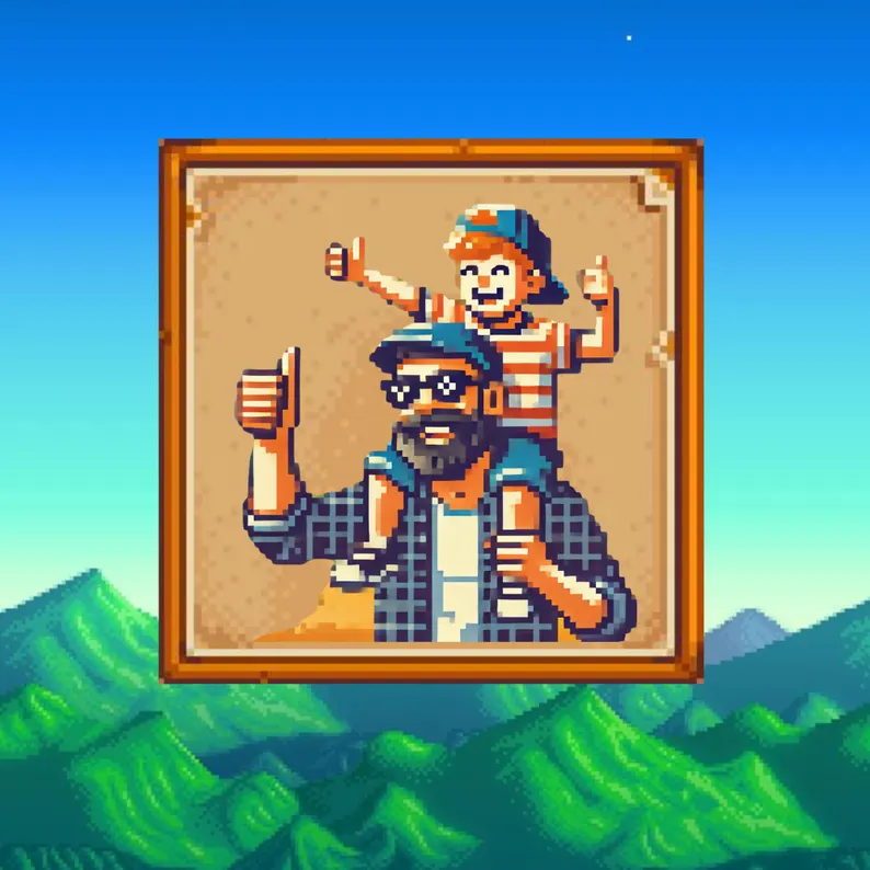 Custom Stardew Valley Pixel Art Portrait, Custom Pixel Art for Couples and Families, Stardew Valley Custom Portrait, Stardew Valley Gift