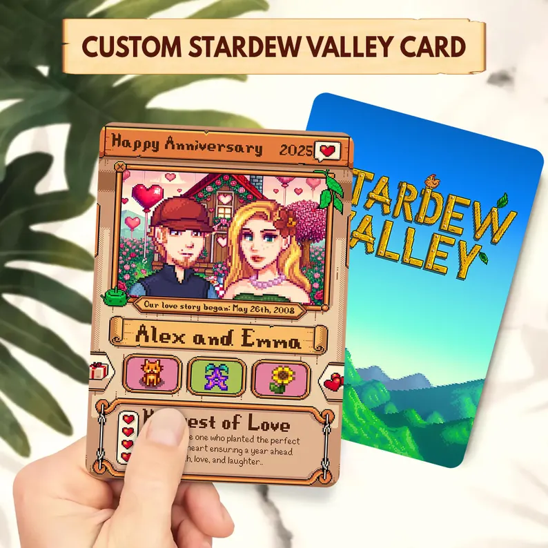 Custom Stardew Valley Card - Personalized Couples Gifts - Anniversary Gift - Couple Anniversary - Gift for Him Her- Gift for Farming Gamer