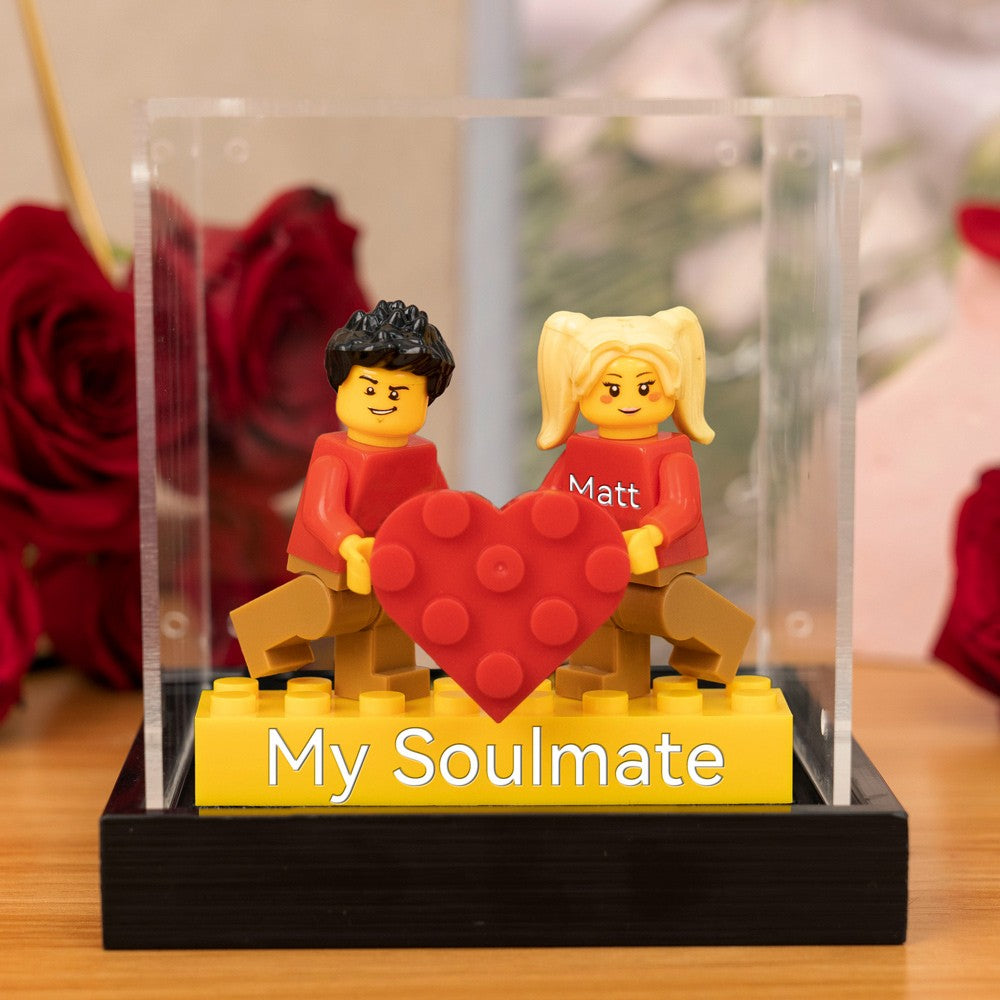 Valentine's Day Personalized Couple Figures - Custom Name Brick Display Gift