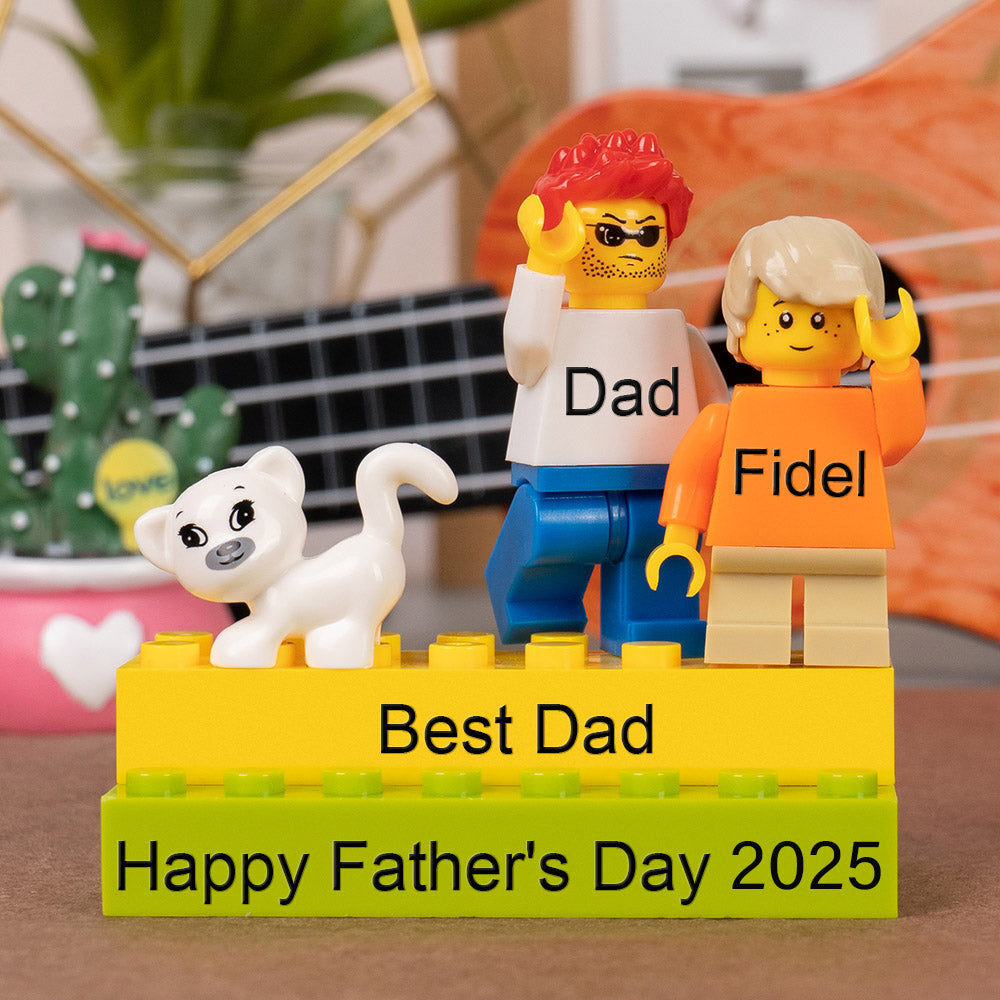 Personalised Minifigures With Kids Name For Dad Father's Day Gift