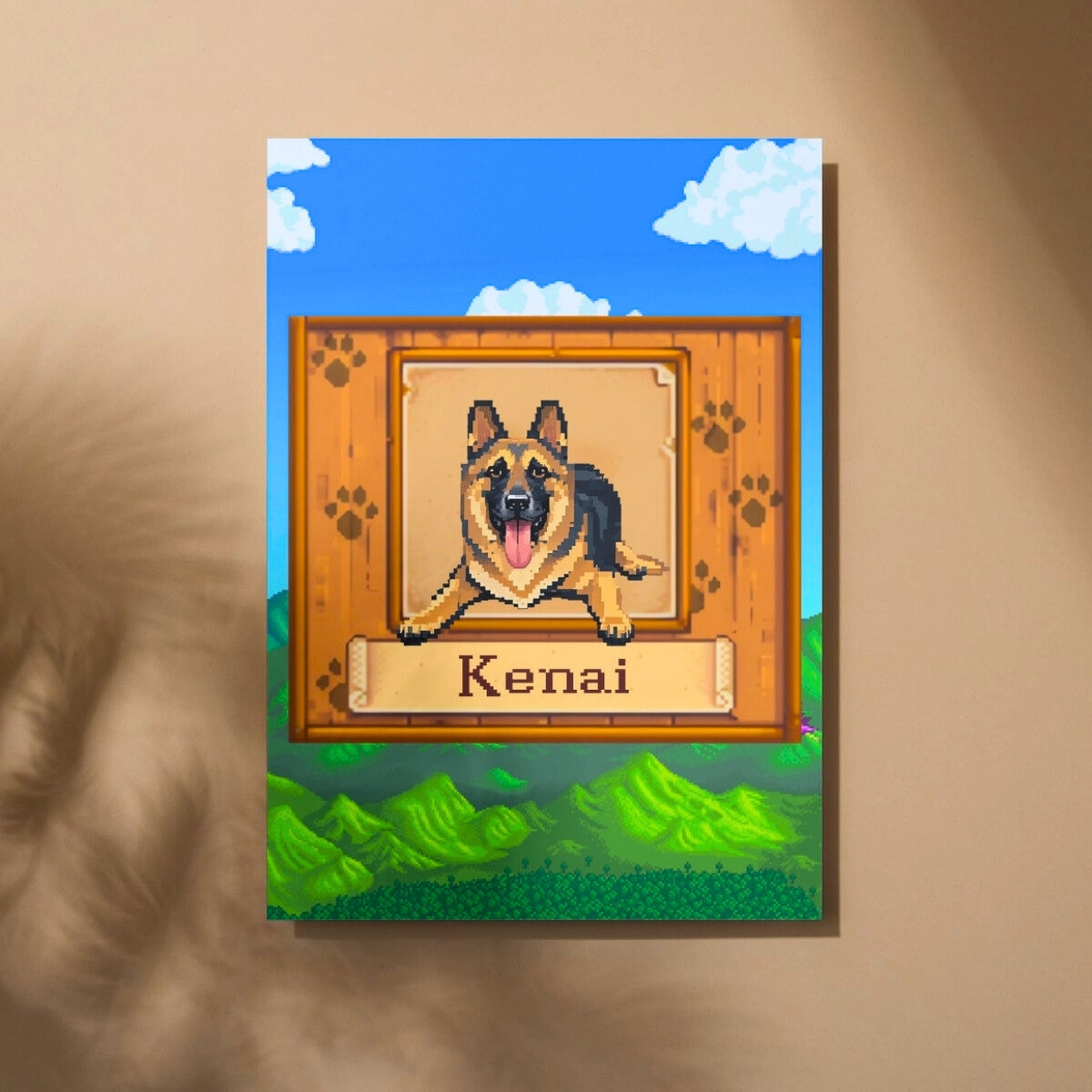 Holiday Hand-Painted Pixel Art Keepsake for Furry Friends