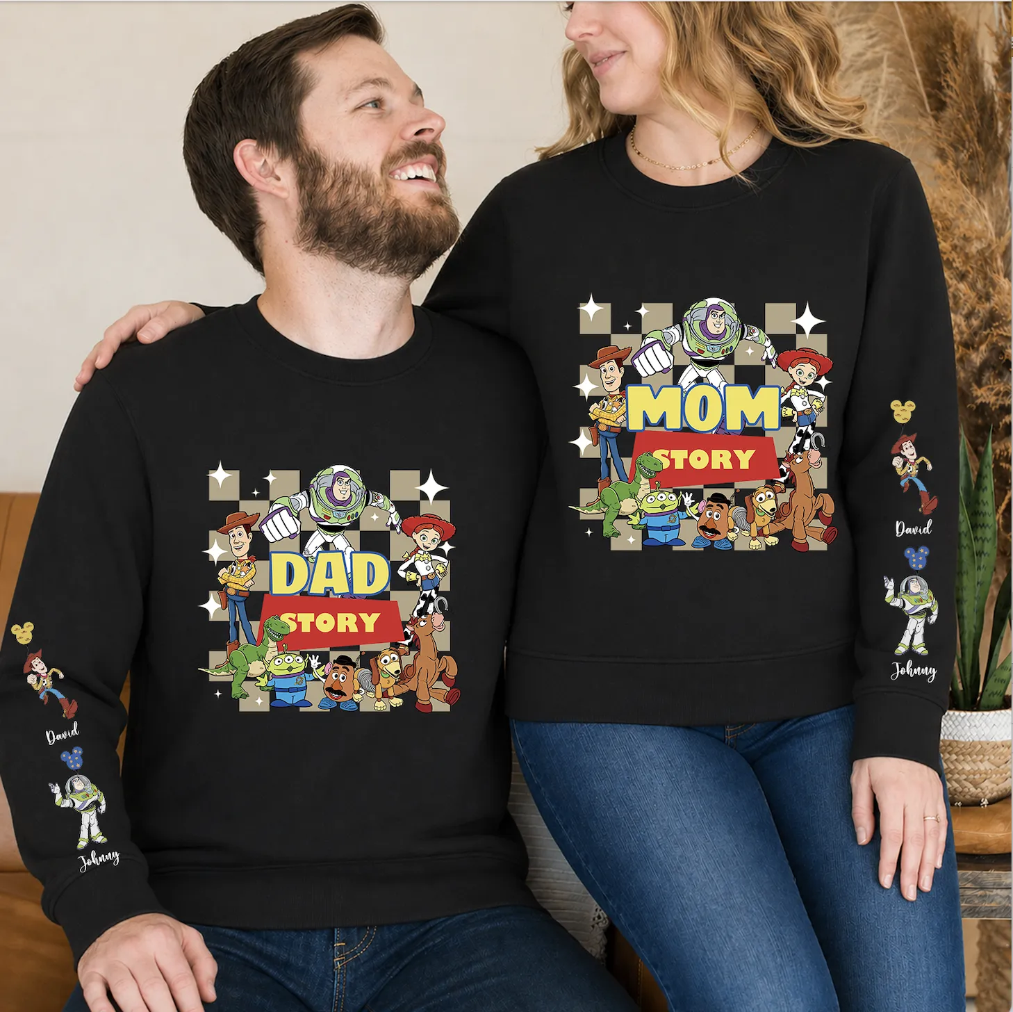 Custom Toy Character Sweatshirt With Family Names