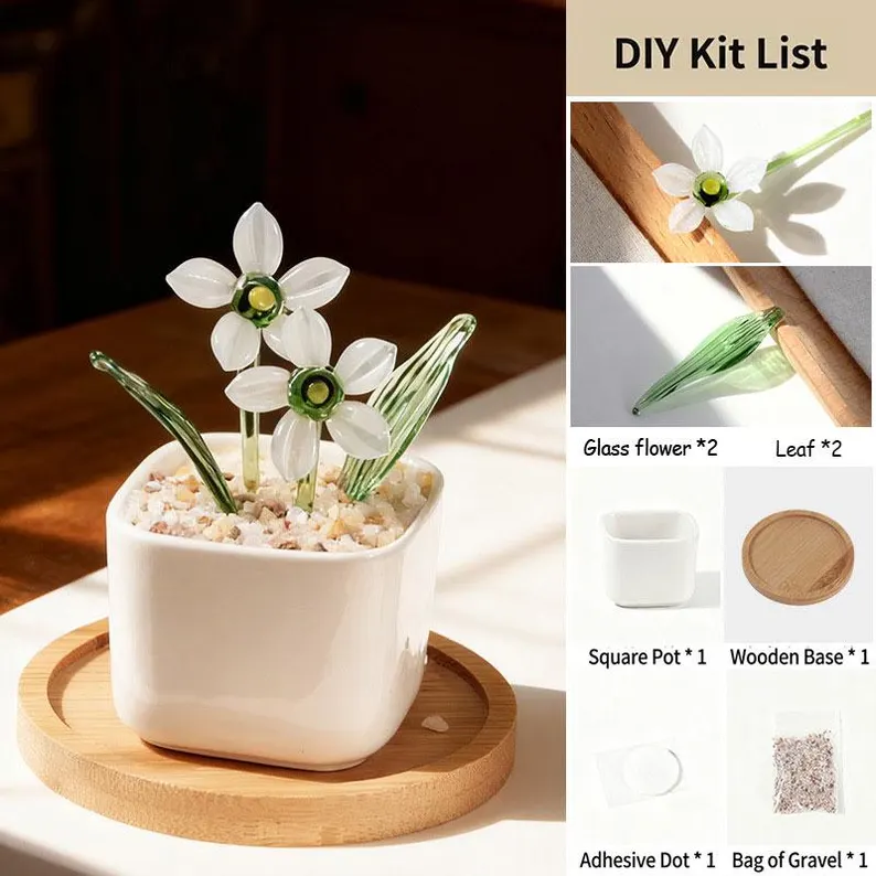 Custom Stained Glass Potted Plant,Handmade Birth Glass Flower Potted,Mother's Day Gift For Mom,Thank You for Helping Me Grow,Gift for mom