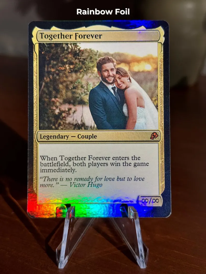 Custom Handmade MTG Style Trading Card: Personalized Anniversary, Wedding, Pet, Fathers Day, Mothers Day, Birthday, Gift.