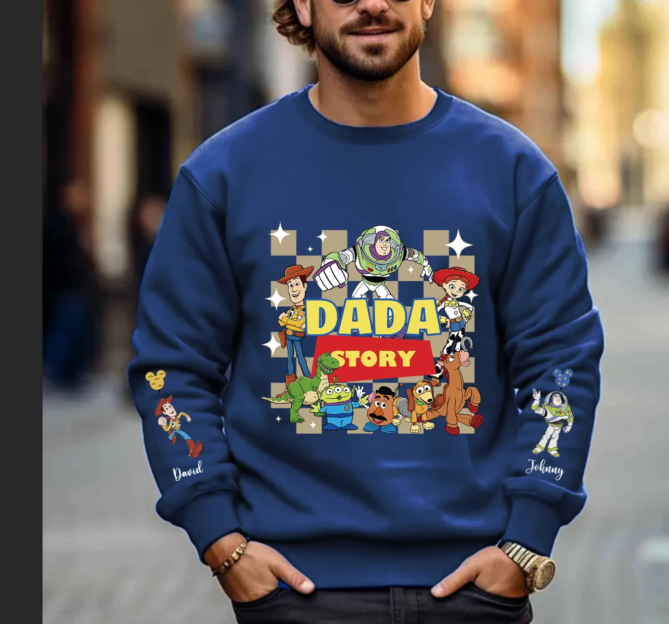 Custom Toy Character Sweatshirt With Family Names