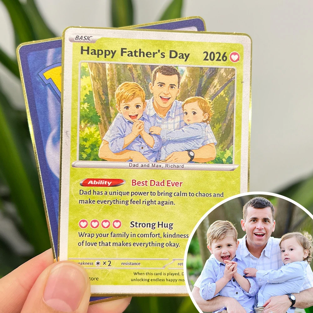 Custom Photo Anime "Best Dad Ever" Trading Card Poke card