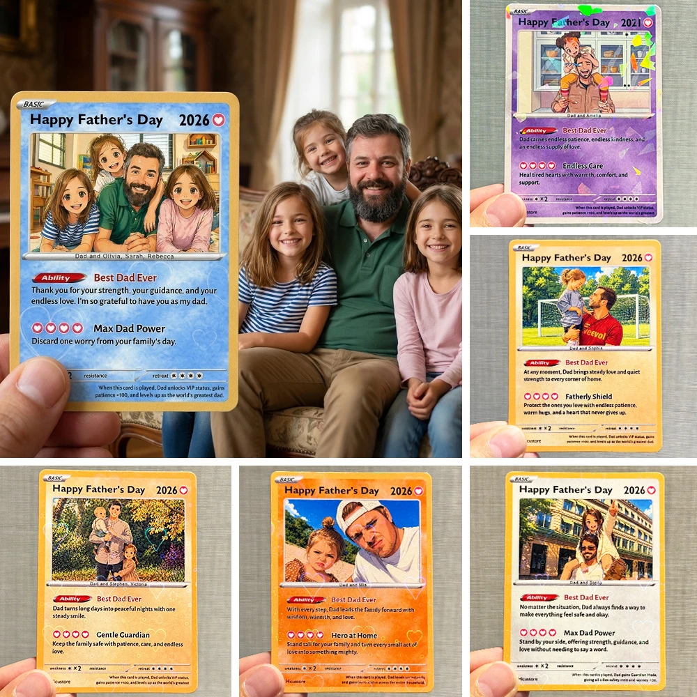 Custom Photo Anime "Best Dad Ever" Trading Card Poke card