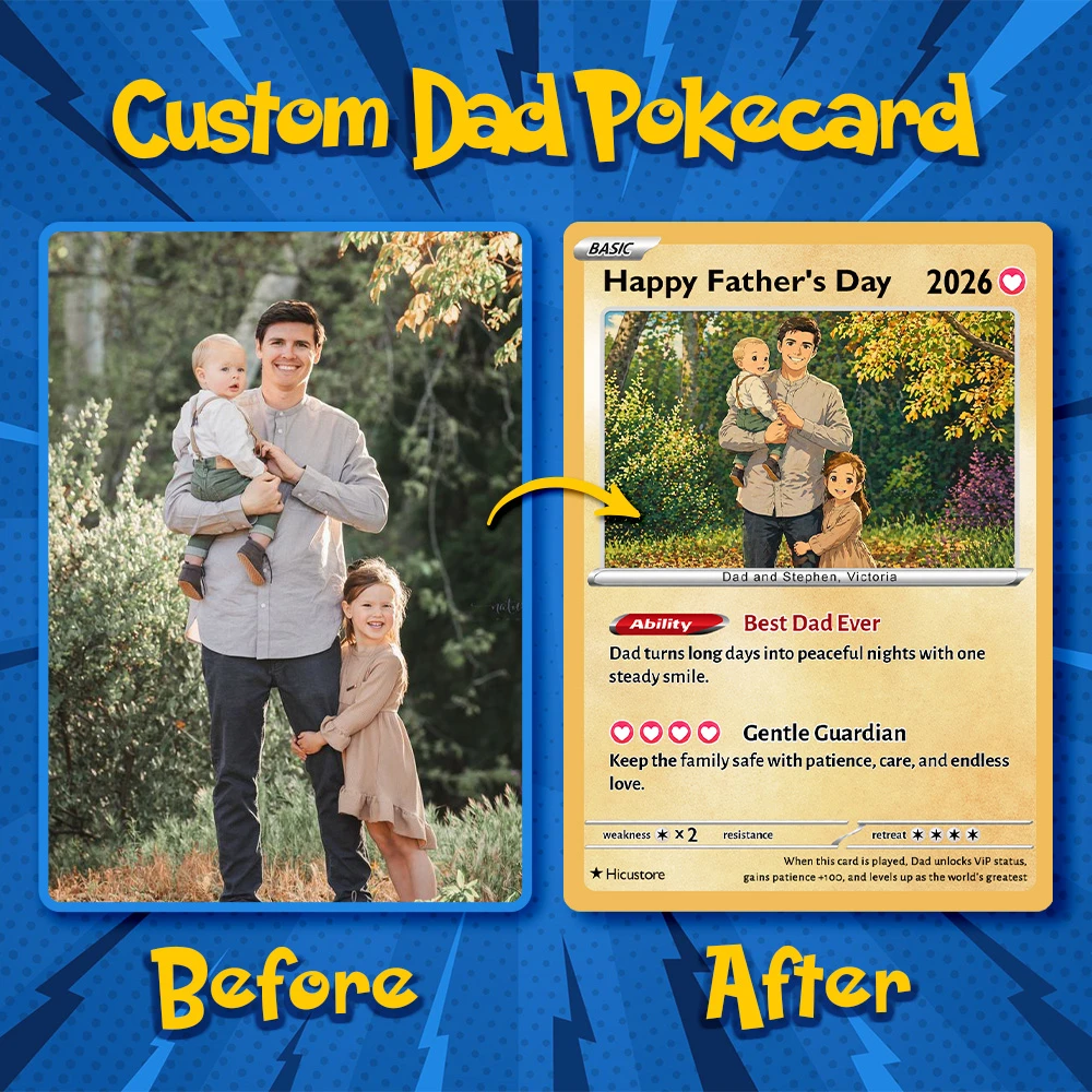 Custom Photo Anime "Best Dad Ever" Trading Card Poke card