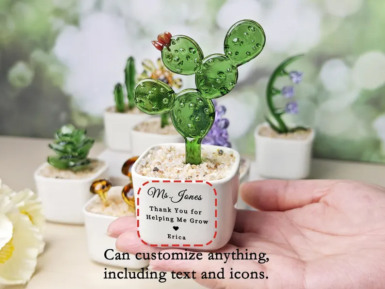 Personalized Glass Flower Rose Pot, Mother Day Gift For Mum